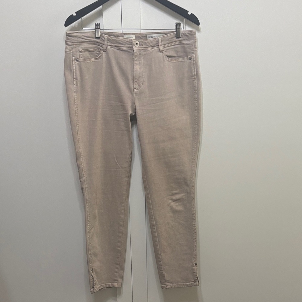 J. Jill Authentic Fit Slim Ankle Jeans in Light Beige/Taupe Size 12 EUC